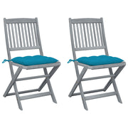 Garden Chairs 2 pcs Foldable with Cushions Solid Acacia Wood