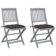Garden Chairs 2 pcs Foldable with Cushions Solid Acacia Wood