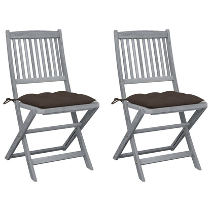 Tuinstoelen Inklapbaar Met Kussens Massief Acaciahout 2 Taupe