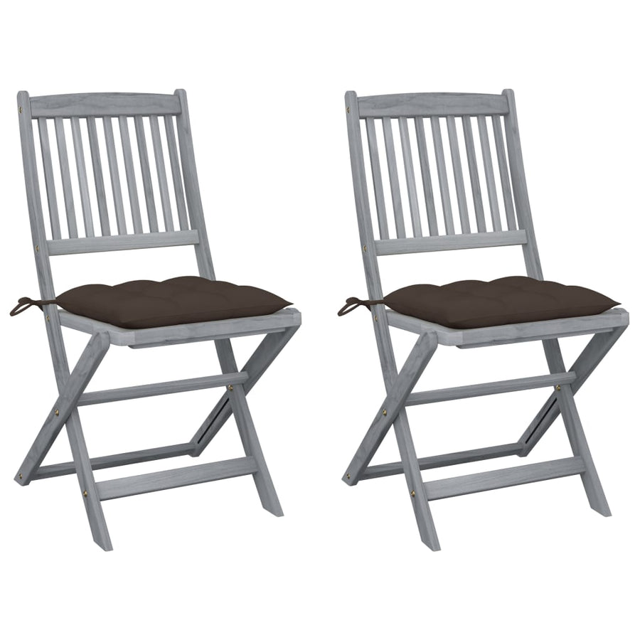 Tuinstoelen Inklapbaar Met Kussens Massief Acaciahout 2 Taupe