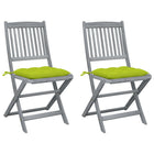 Tuinstoelen 2 st massief acaciahout inklapbaar groen