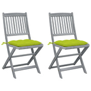 Tuinstoelen 2 st massief acaciahout inklapbaar groen