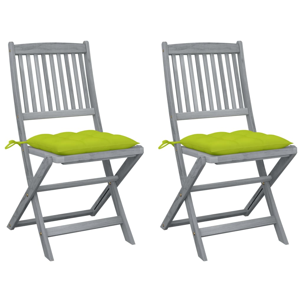Tuinstoelen 2 st inklapbaar met kussens massief acaciahout