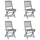 Folding Garden Chairs 4 pcs with cushions solid acacia wood