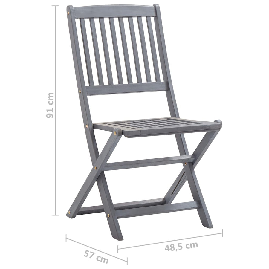 Tuinstoelen Inklapbaar Met Kussens Massief Acaciahout 4 Grijs