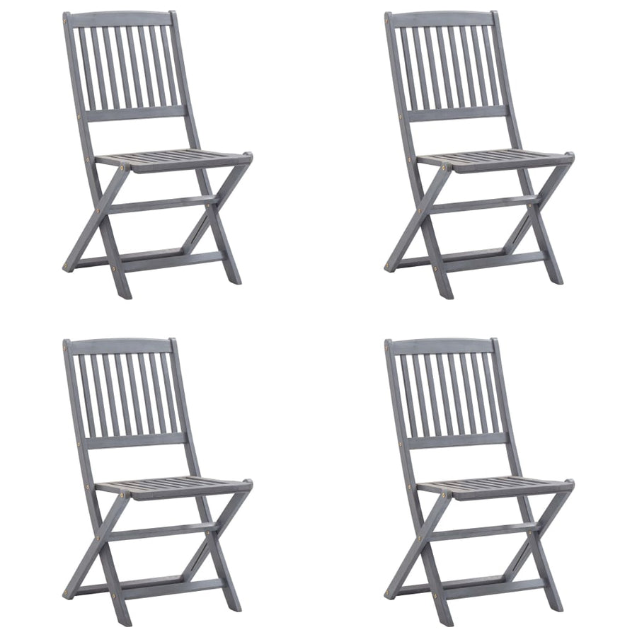 Tuinstoelen Inklapbaar Met Kussens Massief Acaciahout 4 Grijs
