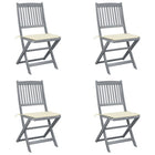 Folding Garden Chairs 4 pcs with cushions solid acacia wood