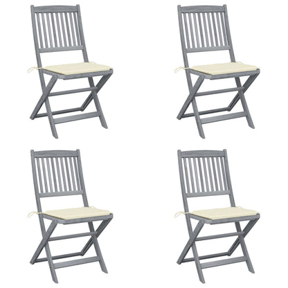 Tuinstoelen Inklapbaar Met Kussens Massief Acaciahout 4 Crème