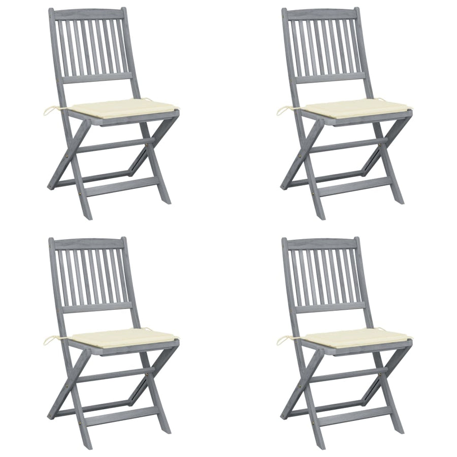 Tuinstoelen Inklapbaar Met Kussens Massief Acaciahout 4 Crème