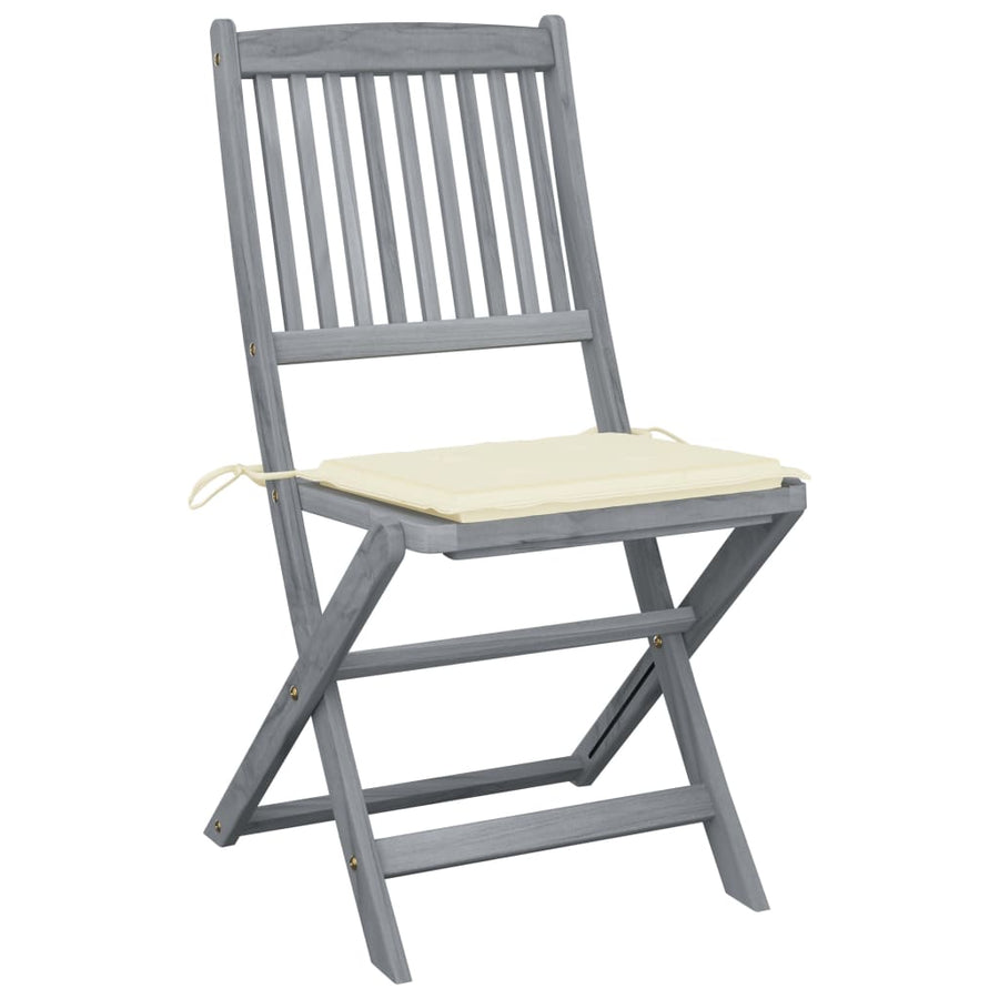 Tuinstoelen Inklapbaar Met Kussens Massief Acaciahout 4 Crème