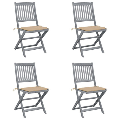 Tuinstoelen 4 St Inklapbaar Met Kussens Massief Acaciahout Beige
