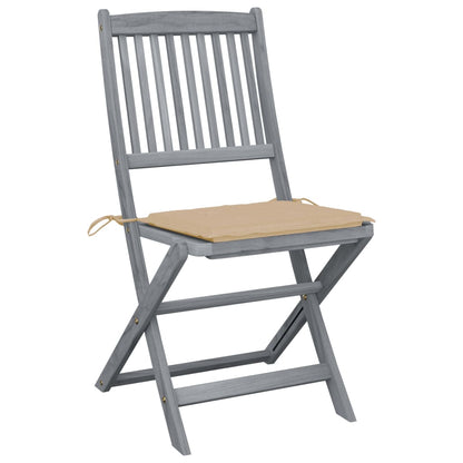 Tuinstoelen 4 St Inklapbaar Met Kussens Massief Acaciahout Beige