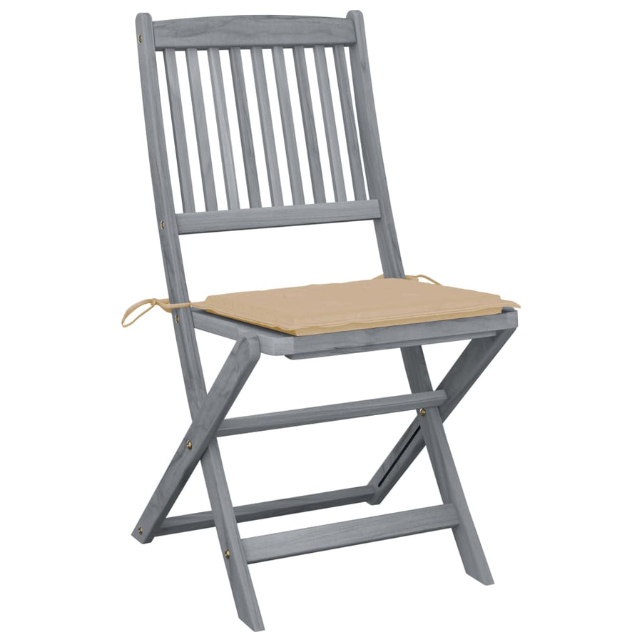 Tuinstoelen 4 St Inklapbaar Met Kussens Massief Acaciahout Beige