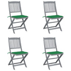 Folding Garden Chairs with Cushions Solid Acacia Wood 4