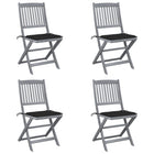 Folding Garden Chairs 4 pcs with cushions solid acacia wood