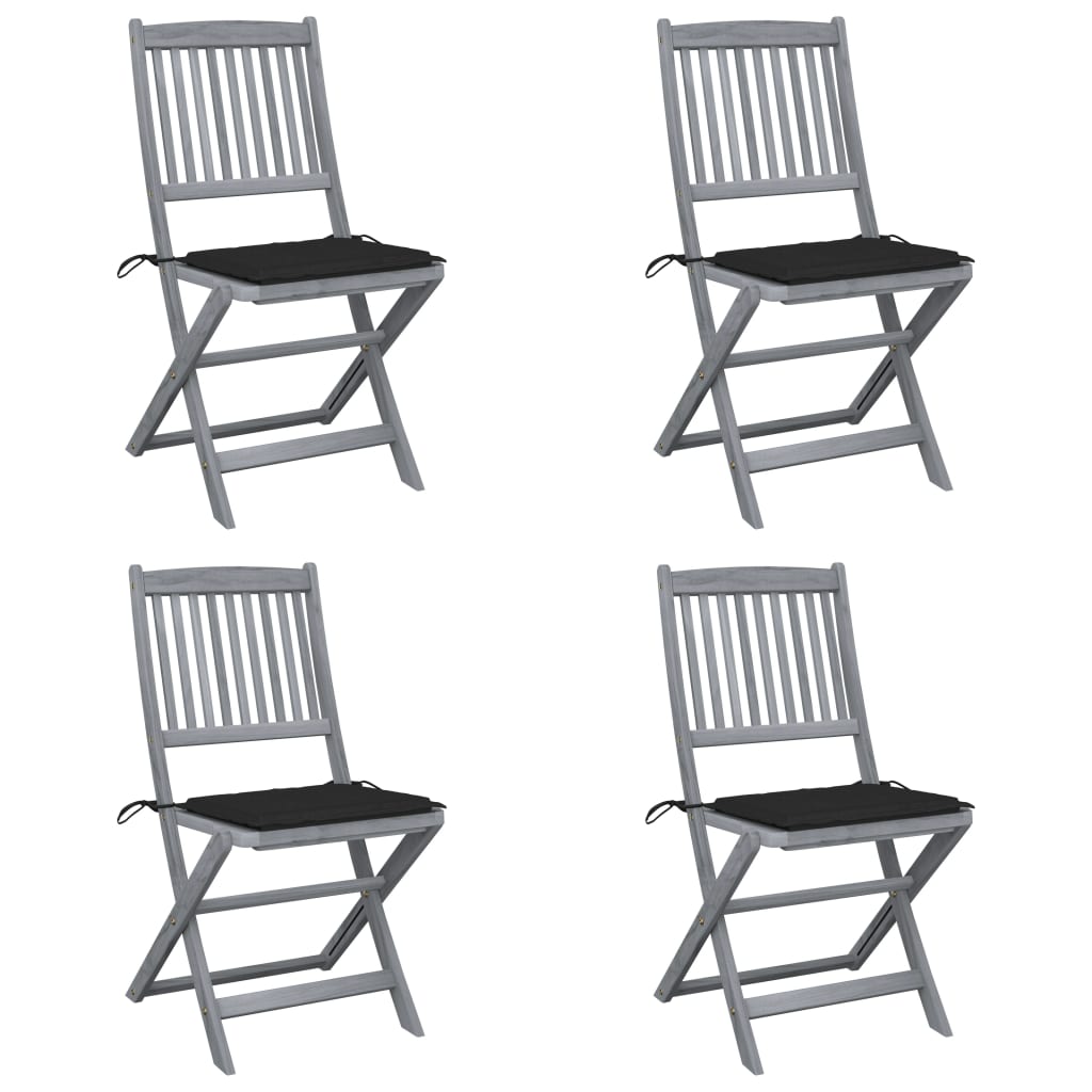 Tuinstoelen 4 St Inklapbaar Met Kussens Massief Acaciahout 1 Zwart
