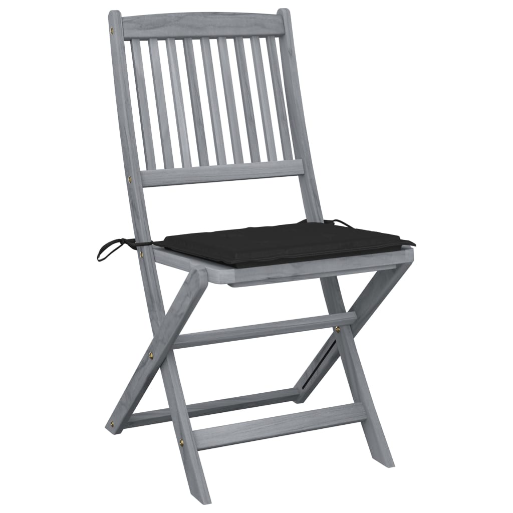 Tuinstoelen 4 St Inklapbaar Met Kussens Massief Acaciahout 1 Zwart