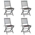 Folding Garden Chairs 4 pcs with cushions solid acacia wood
