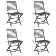 Tuinstoelen 4 st massief acaciahout inklapbaar met kussens