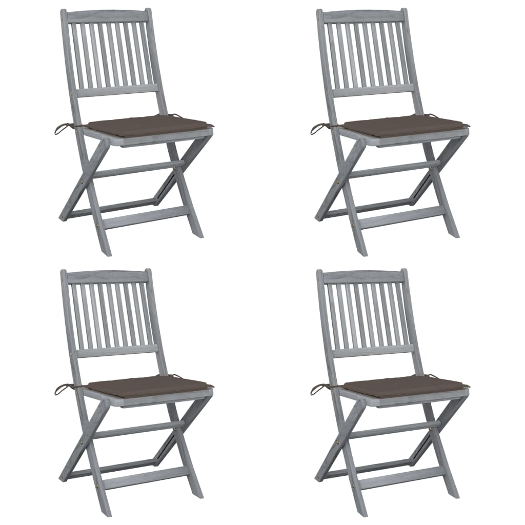 Tuinstoelen 4 St Inklapbaar Met Kussens Massief Acaciahout Taupe