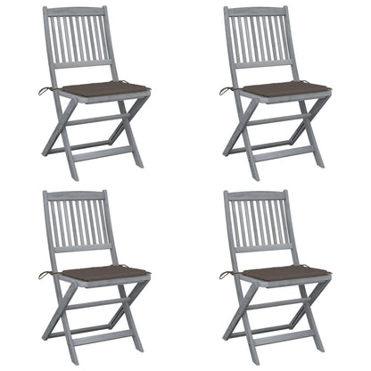 Tuinstoelen 4 St Inklapbaar Met Kussens Massief Acaciahout Taupe