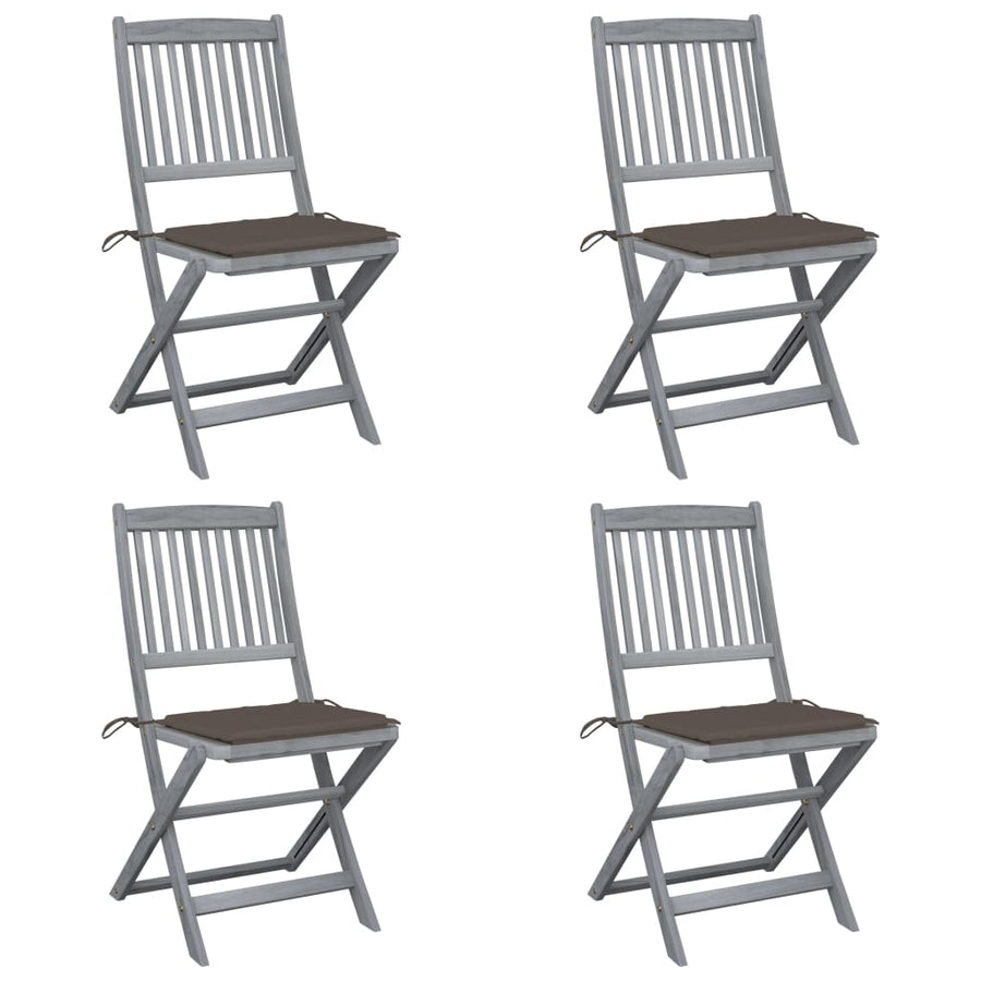 Tuinstoelen 4 St Inklapbaar Met Kussens Massief Acaciahout Taupe
