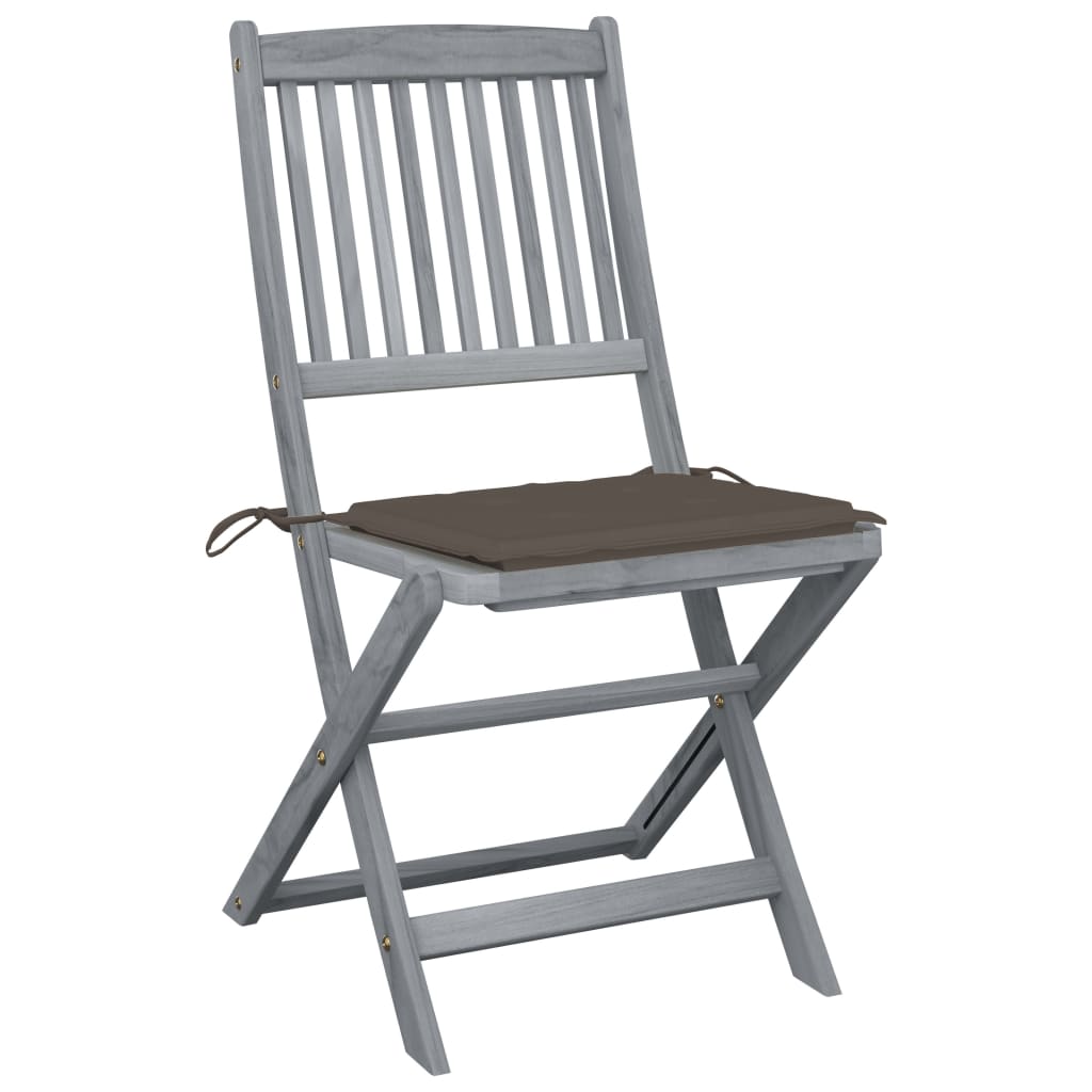 Tuinstoelen 4 St Inklapbaar Met Kussens Massief Acaciahout Taupe