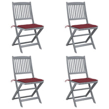 Tuinstoelen 4 St Inklapbaar Met Kussens Massief Acaciahout Wijnrood