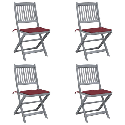 Tuinstoelen 4 St Inklapbaar Met Kussens Massief Acaciahout Wijnrood