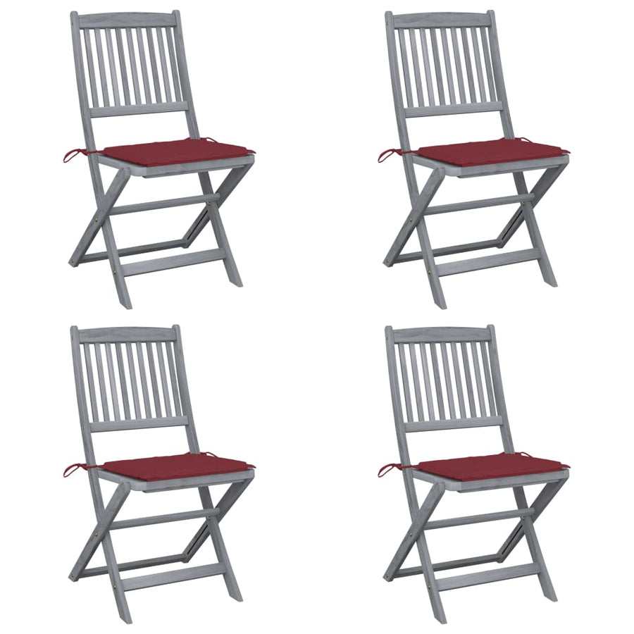 Tuinstoelen 4 St Inklapbaar Met Kussens Massief Acaciahout Wijnrood