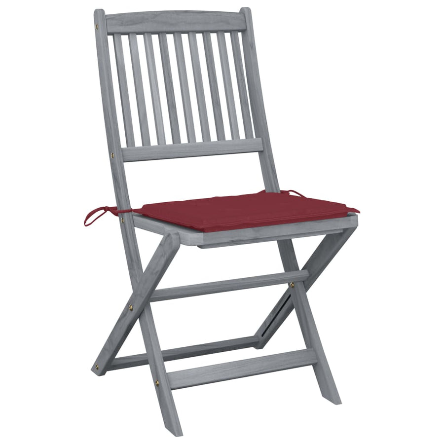 Tuinstoelen 4 St Inklapbaar Met Kussens Massief Acaciahout Wijnrood