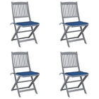 Tuinstoelen 4 st massief acaciahout inklapbaar blauw