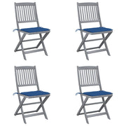 Tuinstoelen 4 st massief acaciahout inklapbaar blauw