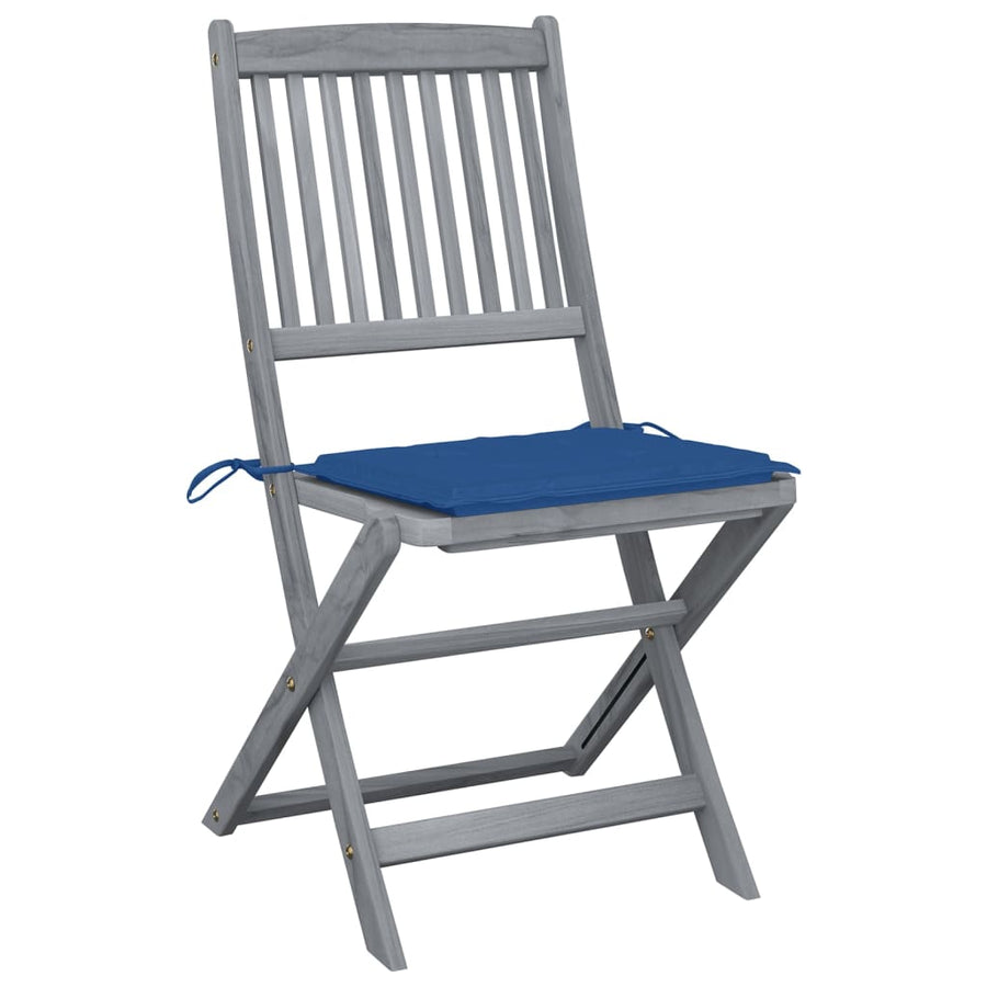 Tuinstoelen 4 St Inklapbaar Met Kussens Massief Acaciahout koningsblauw
