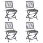 Folding Garden Chairs 4 pcs with cushions solid acacia wood