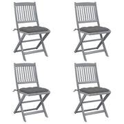 Tuinstoelen 4 st massief acaciahout inklapbaar met kussens