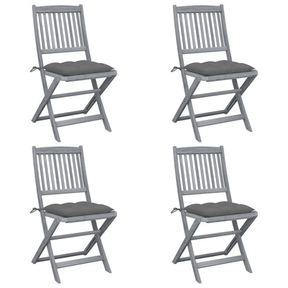 Tuinstoelen Inklapbaar Met Kussens Massief Acaciahout 4 Grijs