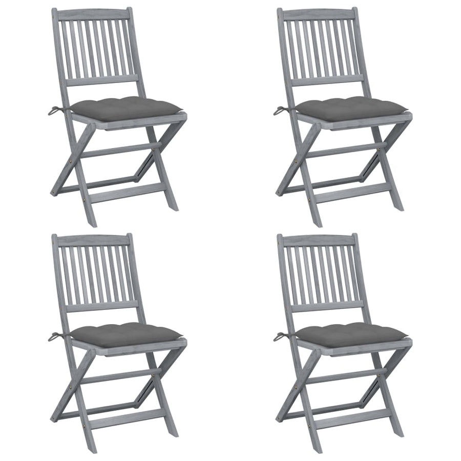 Tuinstoelen Inklapbaar Met Kussens Massief Acaciahout 4 Grijs