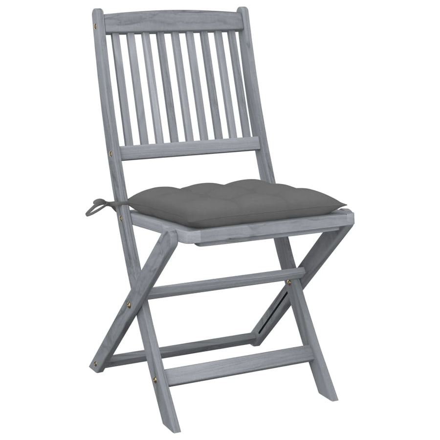 Tuinstoelen Inklapbaar Met Kussens Massief Acaciahout 4 Grijs