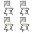 Folding Garden Chairs 4 pcs with cushions solid acacia wood