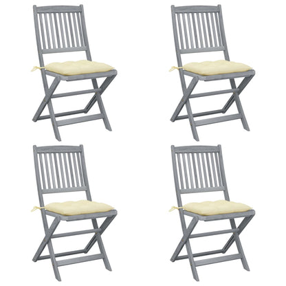 Tuinstoelen Inklapbaar Met Kussens Massief Acaciahout 4 Crème