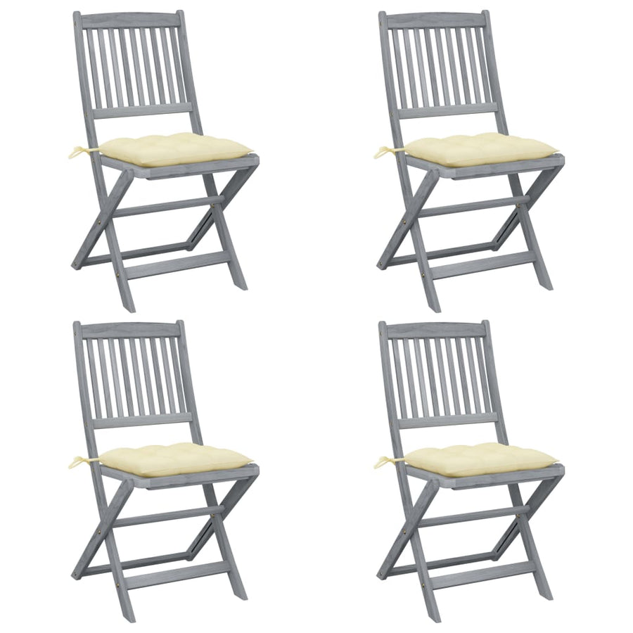 Tuinstoelen Inklapbaar Met Kussens Massief Acaciahout 4 Crème