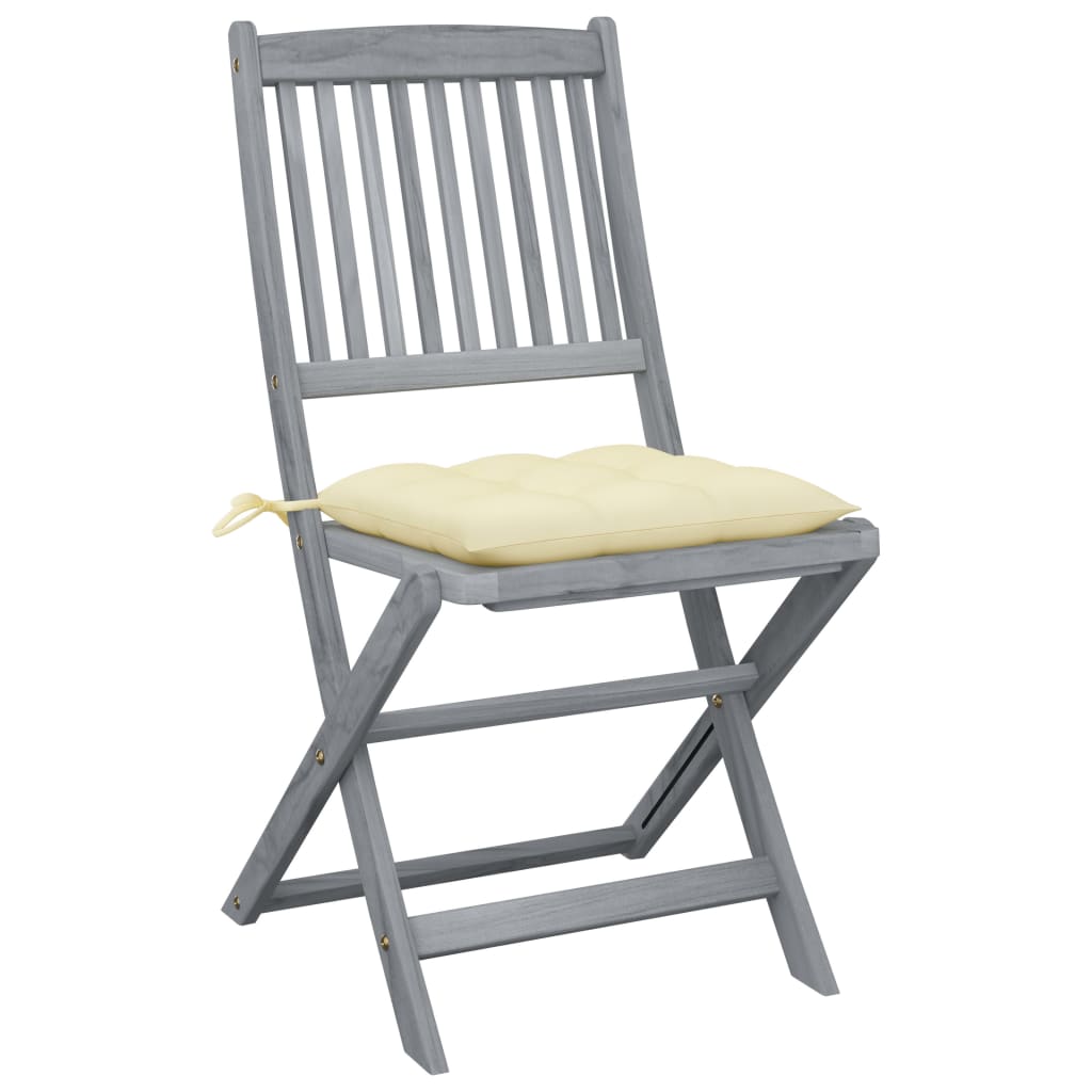 Tuinstoelen Inklapbaar Met Kussens Massief Acaciahout 4 Crème