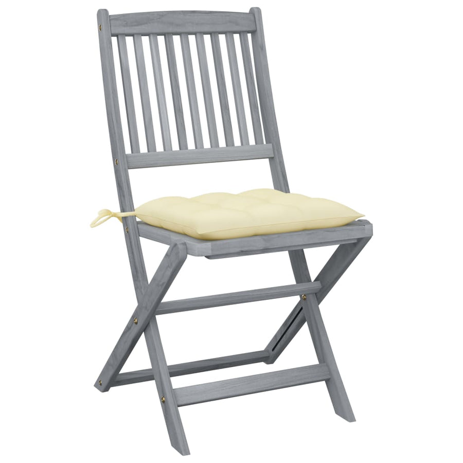 Tuinstoelen Inklapbaar Met Kussens Massief Acaciahout 4 Crème
