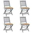 Folding Garden Chairs with Cushions Solid Acacia Wood 4