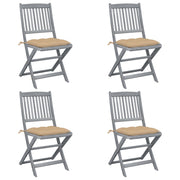 Tuinstoelen 4 stuks inklapbaar massief acaciahout beige kussens