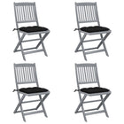 Folding Garden Chairs with Cushions Solid Acacia Wood 4