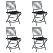 Tuinstoelen massief acaciahout inklapbaar 4 stuks met kussens