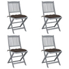 Folding Garden Chairs 4 pcs with cushions solid acacia wood