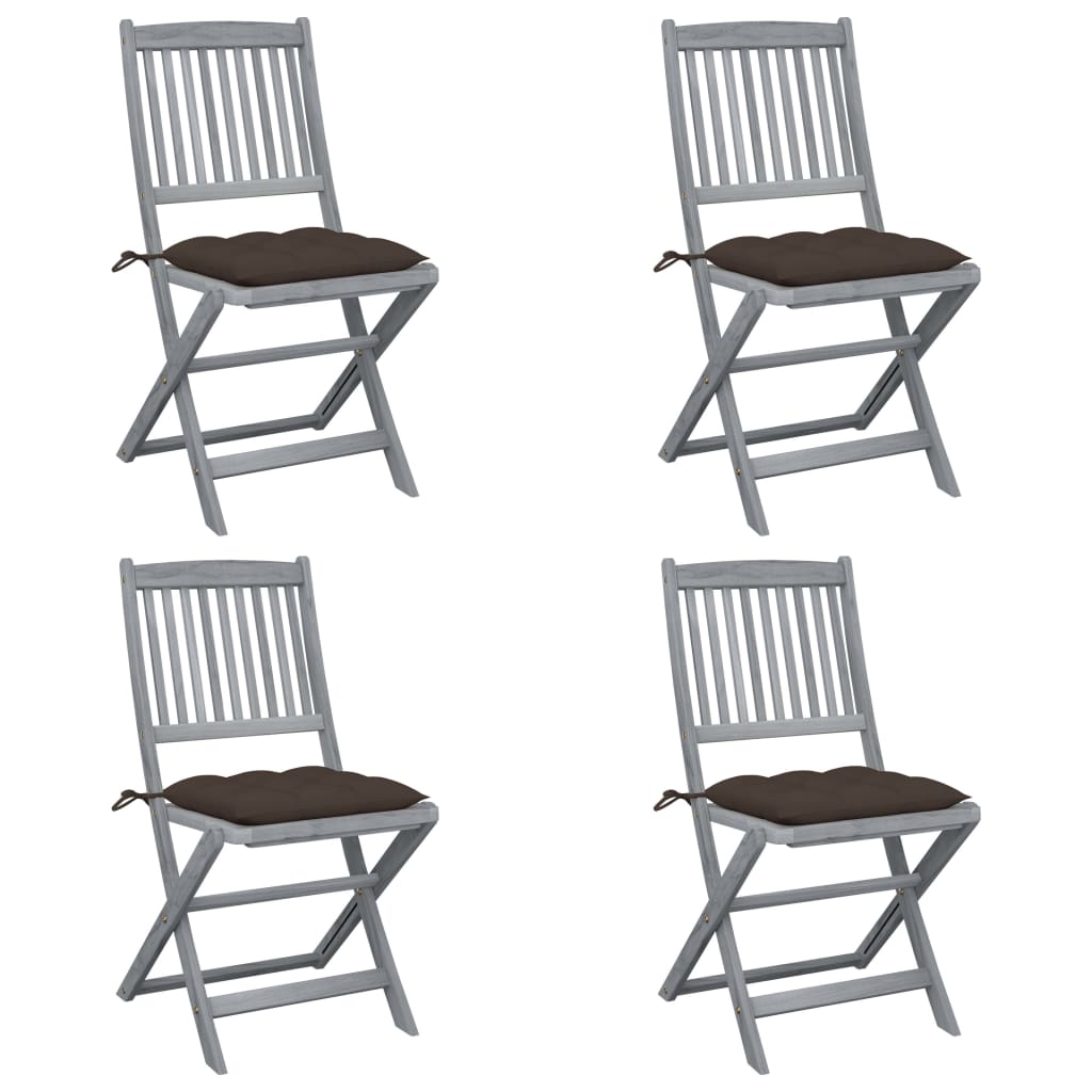 Tuinstoelen Inklapbaar Met Kussens Massief Acaciahout 4 Taupe